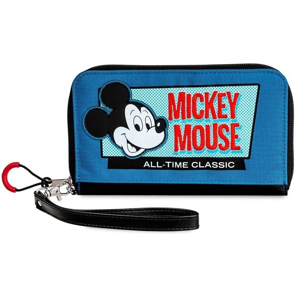 Disney Mickey Mouse All-Time Classic Wristlet Wallet Teal Blue Wrist Strap NEW
